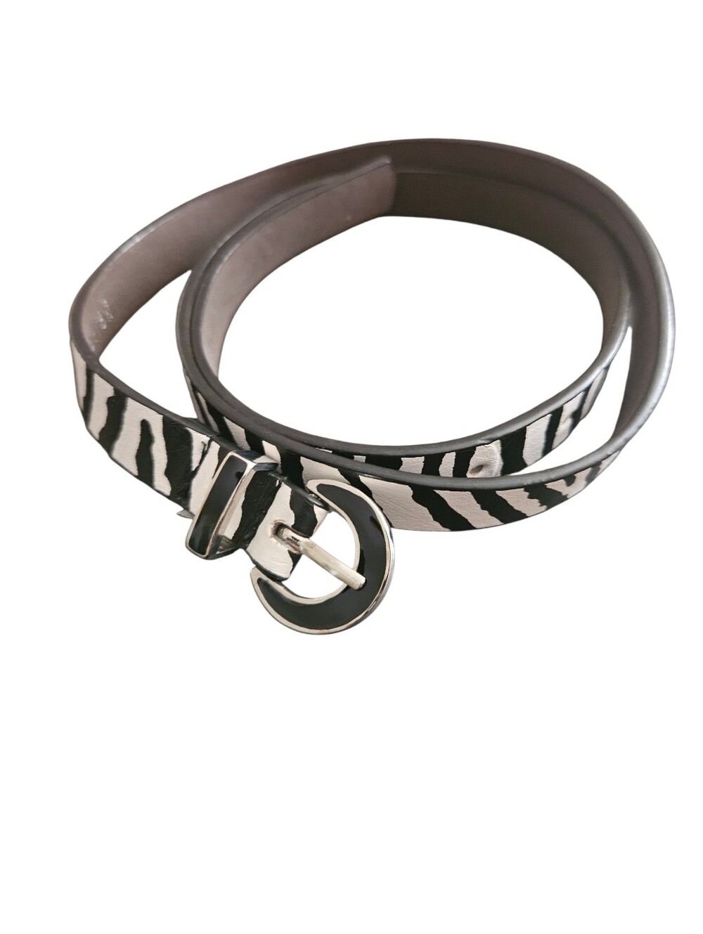 Kenneth Cole Reaction Faux Leather Zebra Print Belt Women M